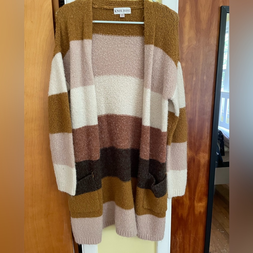 Knox Rose Multi-Colored Striped Caridgan